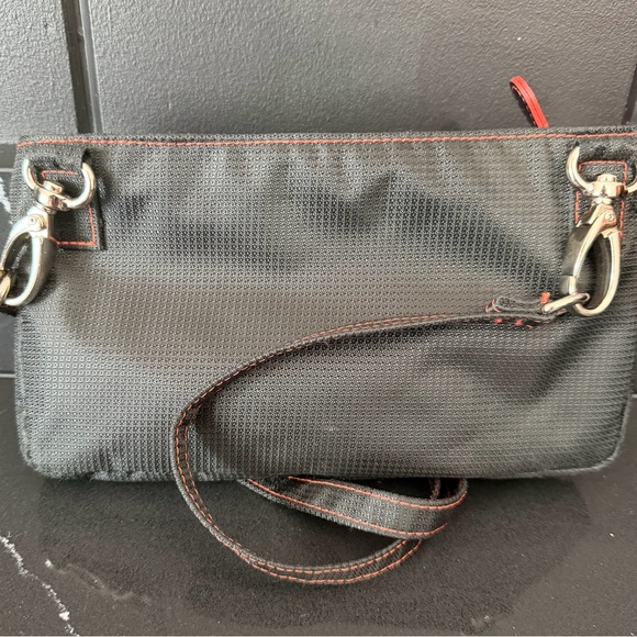 Harley-Davidson Black Canvas Crossbody Waist Bag Red Stitching - Picture 2 of 8